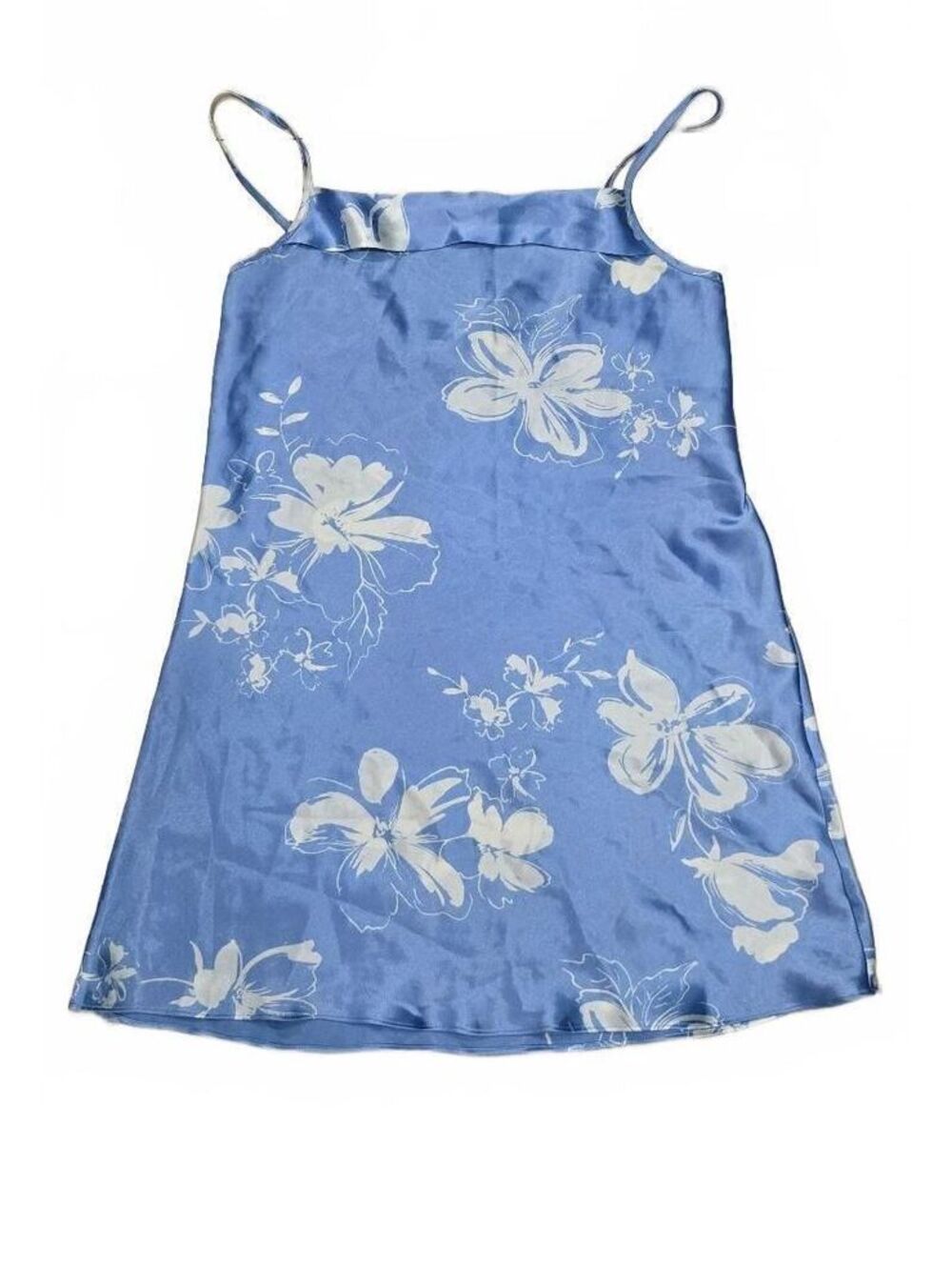 Jones New York Blue Floral Satin Slip nightgown Small